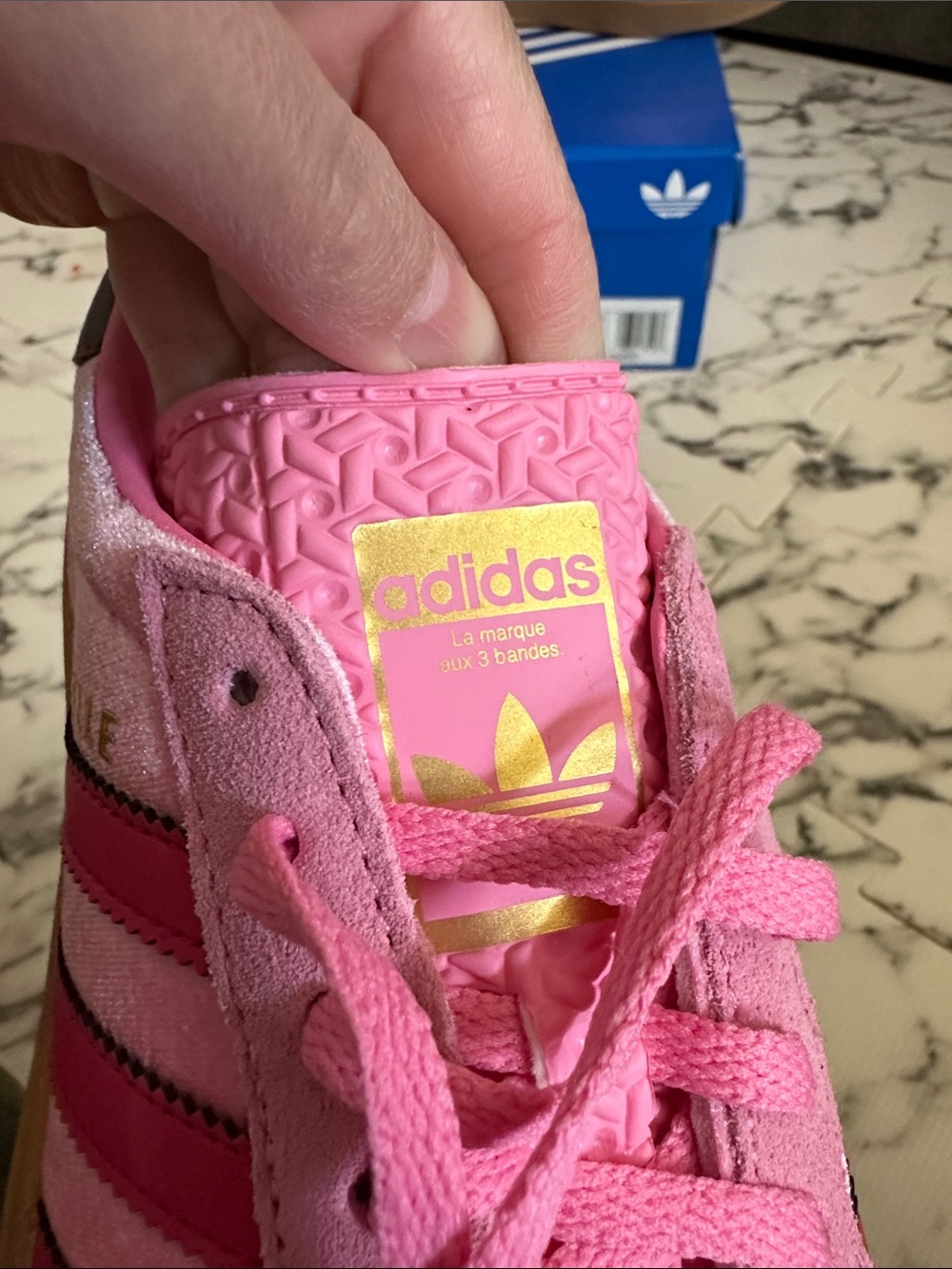 Platform Adidas Gazelle Bold Pink Suede Low-Top Sneakers with Gum Sole - Picture 7 of 7